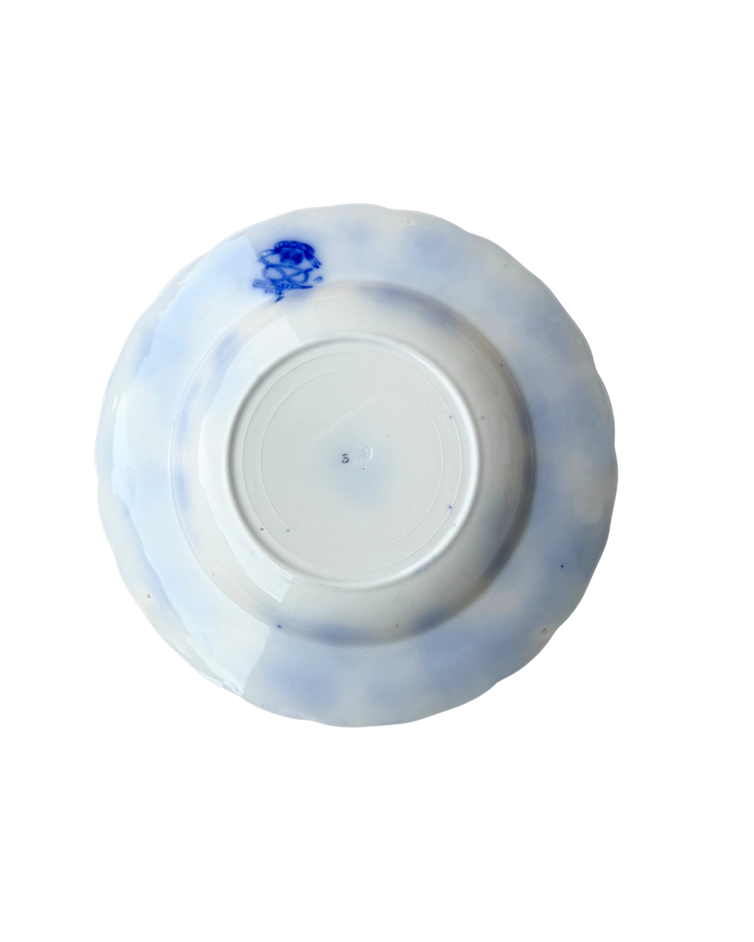Antique Flow Blue Shallow Bowl