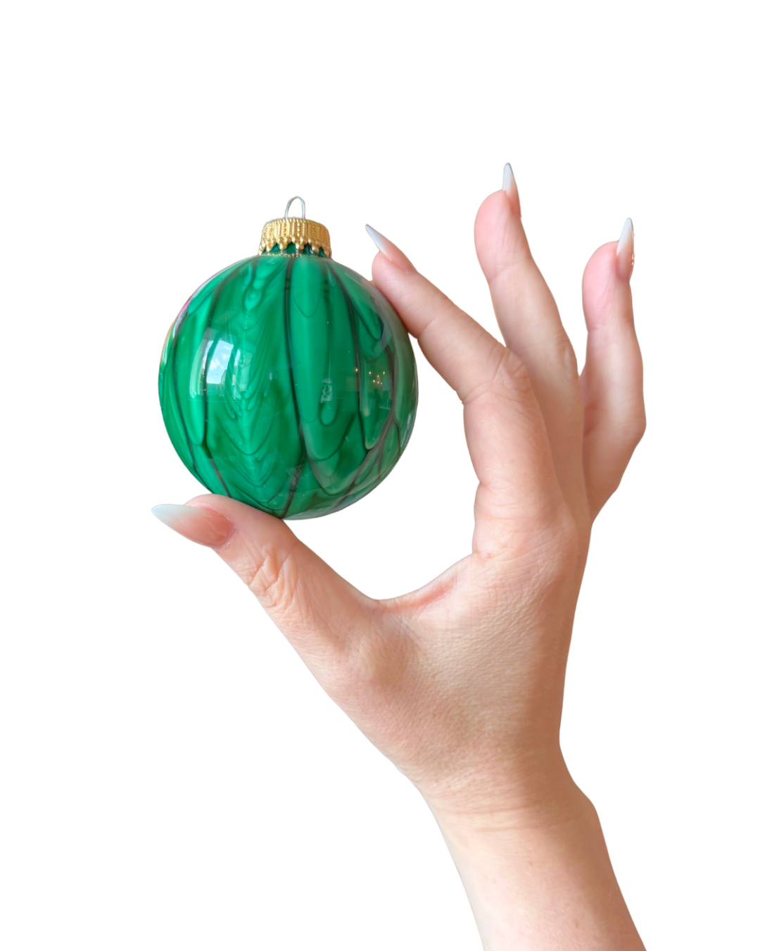 6pc Drip Green Ornaments