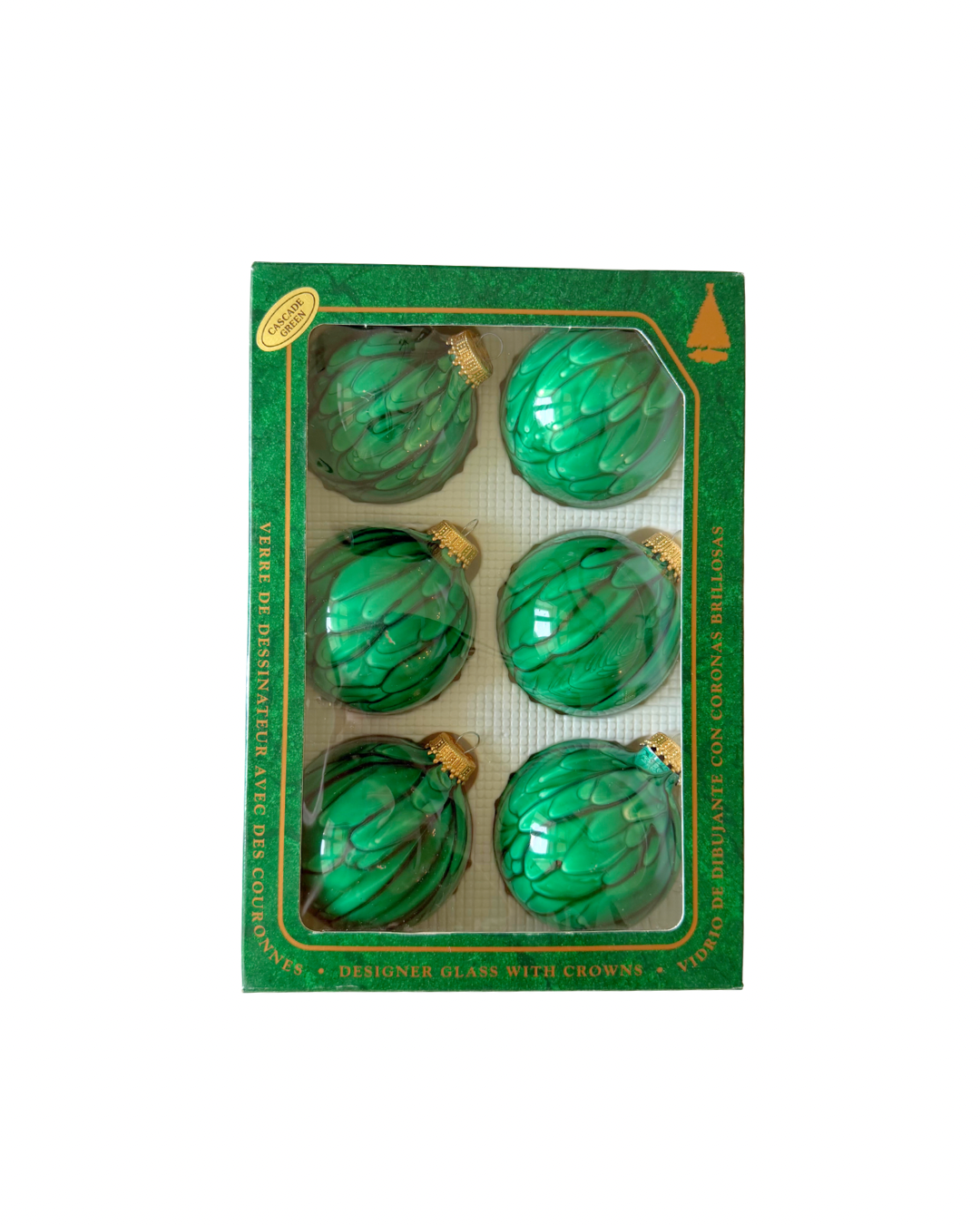 6pc Drip Green Ornaments