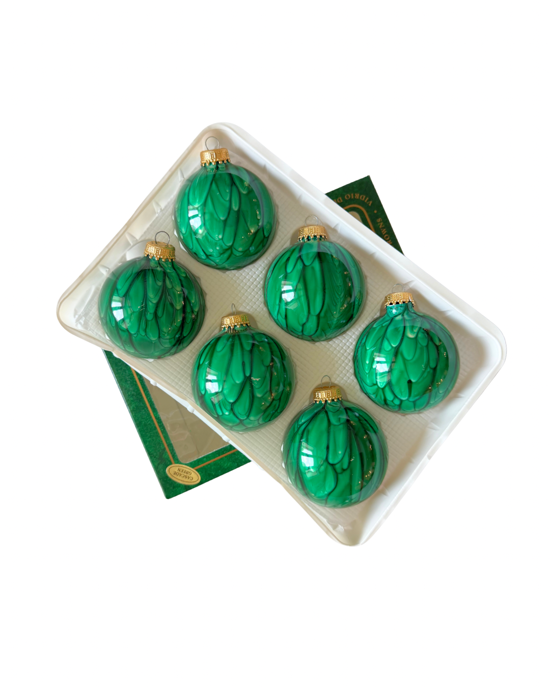 6pc Drip Green Ornaments