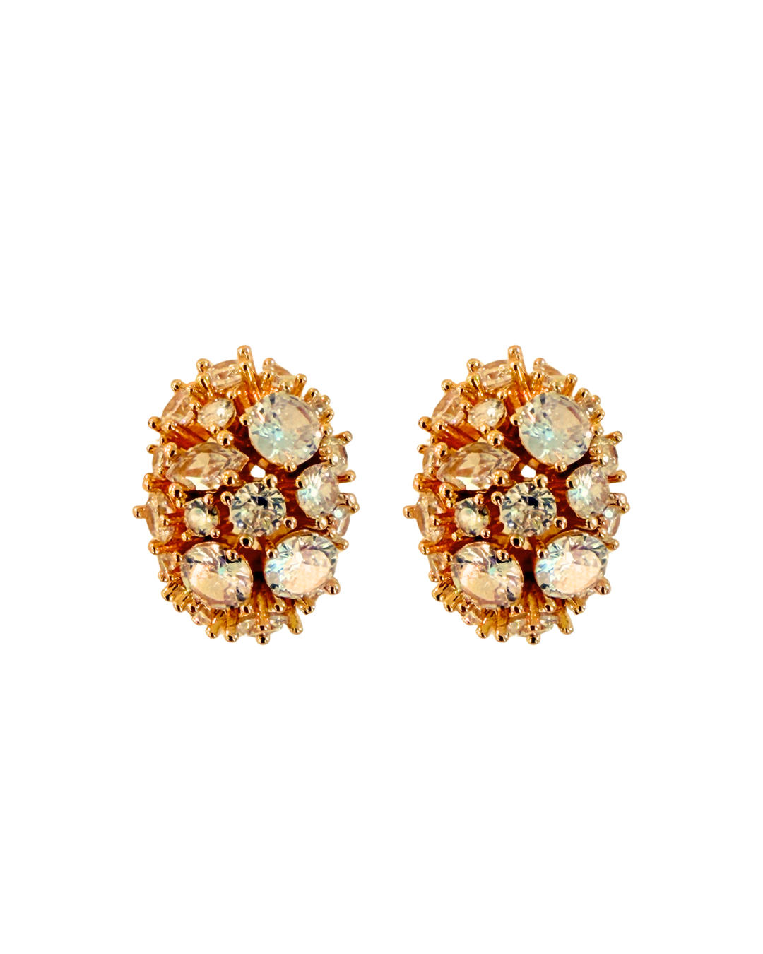 Oval Cluster Stud Earrings