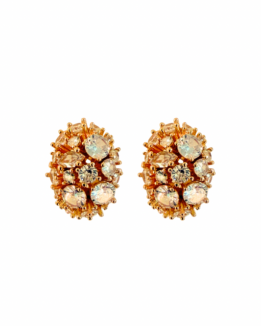 Oval Cluster Stud Earrings