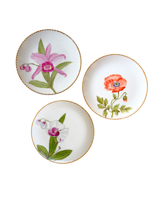 Hand Painted Floral Plates